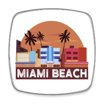 Miami Beach Retro Skyline - Viereckiger Kühlschrankmagnet - Weiß - Vorne