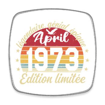 Jahrestag April 1973 April 1973 - Viereckiger Kühlschrankmagnet - Weiß - Vorne