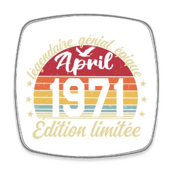 1971 avril Anniversaire avril 1971 - Magnet carré - blanc - Devant