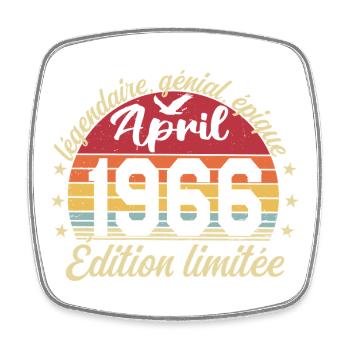 Geburtstag April 1966 April 1966 - Viereckiger Kühlschrankmagnet - Weiß - Vorne