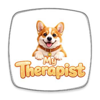 Corgi Mon thérapeute - Magnet carré - blanc - Devant