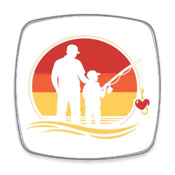 Silhouette de pêche de papa Chemise vintage pour la fête des pères - Magnet carré - blanc - Devant