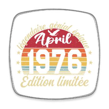 1976 April Birthday April 1976 - Square fridge magnet - white - Front