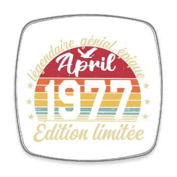 1977 avril Anniversaire avril 1977 - Magnet carré - blanc - Devant