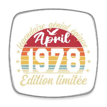1978 avril Anniversaire avril 1978 - Magnet carré - blanc - Devant