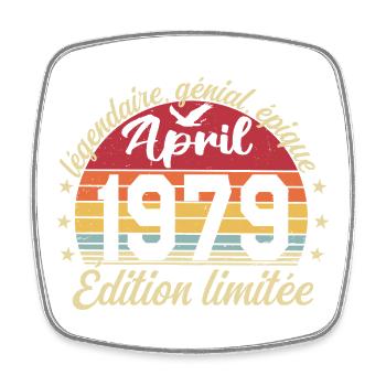1979 April Anniversary April 1979 - Square fridge magnet - white - Front