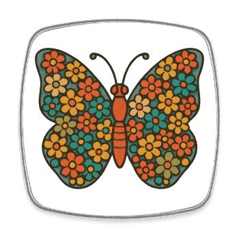 Flower Wings Butterfly - Square fridge magnet - white - Front