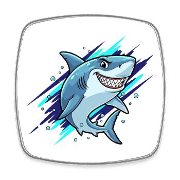 Laughing Shark Sprinter - Square fridge magnet - white - Front