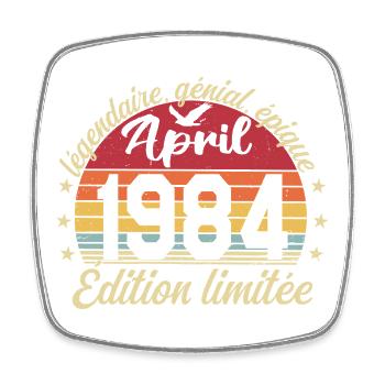 1984 avril Anniversaire avril 1984 - Magnet carré - blanc - Devant