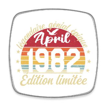 Geburtstag April 1982 April 1982 - Viereckiger Kühlschrankmagnet - Weiß - Vorne
