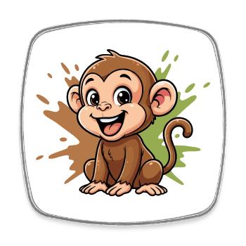Cheerful Monkey Cartoon Paint Splash - Square fridge magnet - white - Front