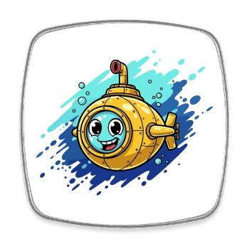 Colorful Submarine Cartoon - Square fridge magnet - white - Front