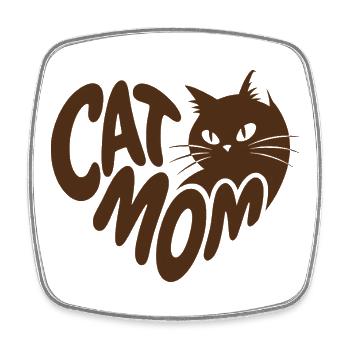 Cat Mom Cat Mom Retro Typo - Square fridge magnet - white - Front