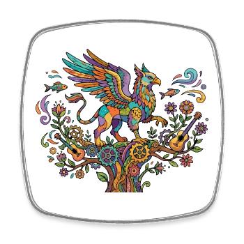 Phönix Natur Musik Mechanik Gitarre Muster Motiv - Viereckiger Kühlschrankmagnet - Weiß - Vorne