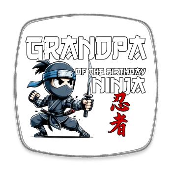 Grandpa Of The Birthday Ninja Compleanno Funny - Square fridge magnet - white - Front