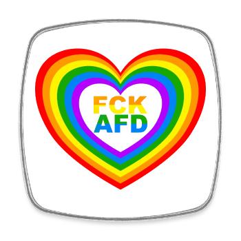 FCK AFD Herz - Square fridge magnet - white - Front