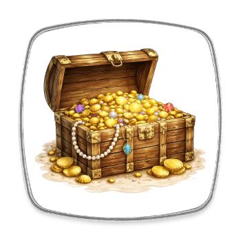 Schatztruhe mit Goldmünzen Illustration  - Viereckiger Kühlschrankmagnet - Weiß - Vorne