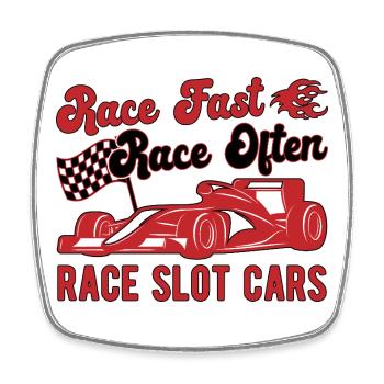 Race Fast Race Often Race Slot Cars Slotrace Gift - Viereckiger Kühlschrankmagnet - Weiß - Vorne
