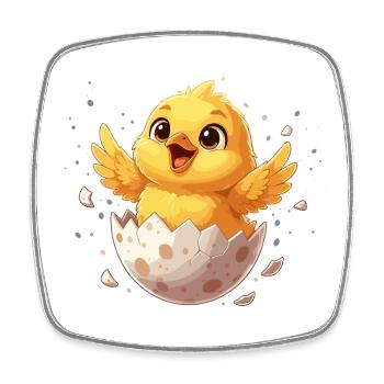 Chicks from the Egg – Happy Departure - Square fridge magnet - white - Front