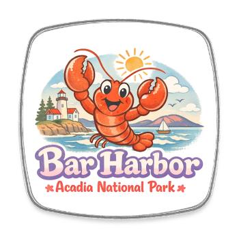 Bar Harbor, Acadia National Park – Visit Aca - Square fridge magnet - white - Front