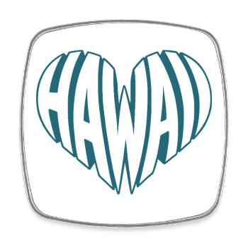 Hawaii, Hawai kantiges HerzTypo-Design - Viereckiger Kühlschrankmagnet - Weiß - Vorne