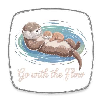 Otter-Duo geht mit dem Strom - Viereckiger Kühlschrankmagnet - Weiß - Vorne