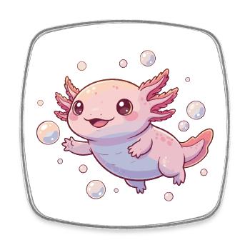 Dessin animé câlin de l’Axolotl à Bulle - Magnet carré - blanc - Devant