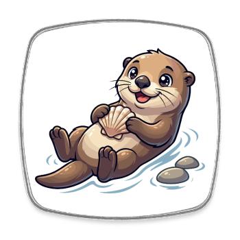 Otter mit Muschel am Strand - Viereckiger Kühlschrankmagnet - Weiß - Vorne