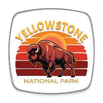 Yellowstone National Park Buffalo Bison - Square fridge magnet - white - Front