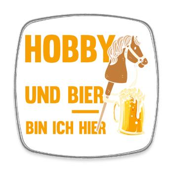Bier Pferd Hobby Horsing - Viereckiger Kühlschrankmagnet - Weiß - Vorne
