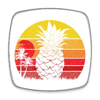 Coucher de soleil de plage vintage d’été à l’ananas - Magnet carré - blanc - Devant