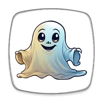 Friendly Ghost Cartoon - Square fridge magnet - white - Front