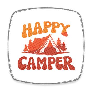 Fröhlicher Camper Lager-Print - Viereckiger Kühlschrankmagnet - Weiß - Vorne