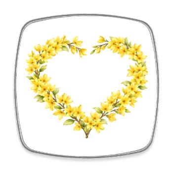 Frühlingsmotiv Forsythien Herzrahmen  - Viereckiger Kühlschrankmagnet - Weiß - Vorne