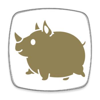 Rhino Cute Cartoon Silhouette - Square fridge magnet - white - Front