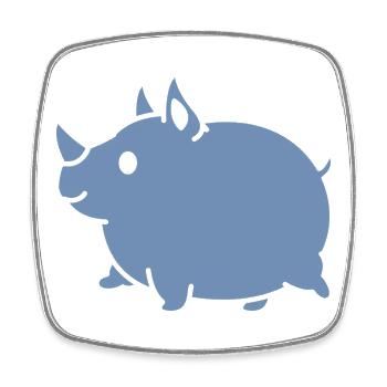 Rhino Cute Cartoon Silhouette - Square fridge magnet - white - Front