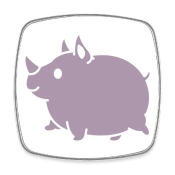 Kawaii Rhino Cute Cartoon Silhouette - Square fridge magnet - white - Front
