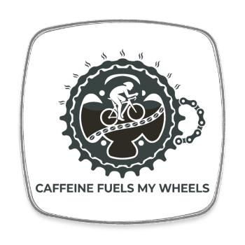 Caffeine Fuels My Wheels Cycling Tee - Square fridge magnet - white - Front