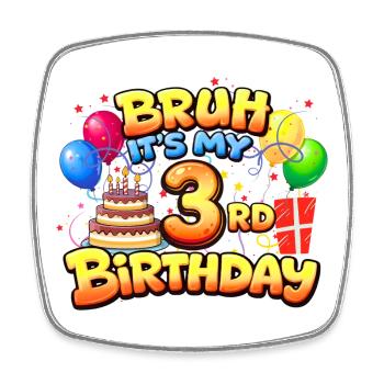 3rd birthday shirt 3rd birthday gift boy girl 3rd - Square fridge magnet - white - Front