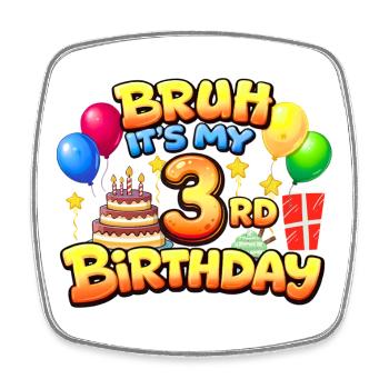 3rd birthday shirt 3rd birthday gift boy girl 3rd - Square fridge magnet - white - Front