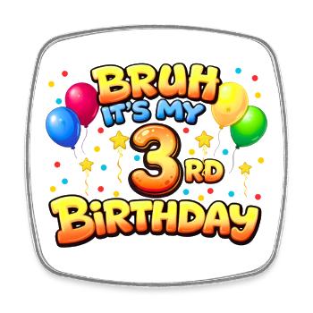 3rd birthday shirt 3rd birthday gift boy girl 3rd - Square fridge magnet - white - Front