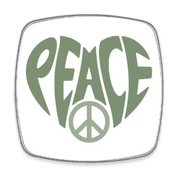Friedens Herz mit Peace Typo - Viereckiger Kühlschrankmagnet - Weiß - Vorne