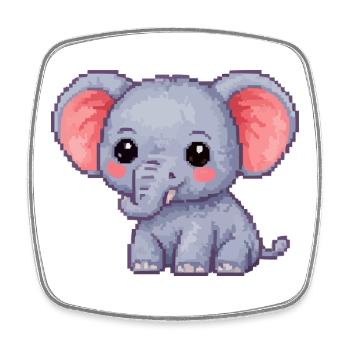 Kleiner Pixel-Elefant Kuschelheld - Viereckiger Kühlschrankmagnet - Weiß - Vorne