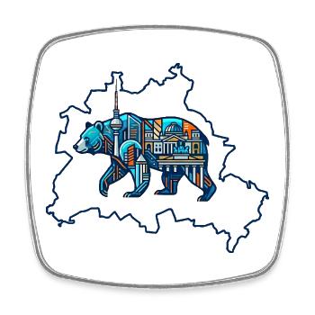 Berlin Silhouette: Urban Spirit - Viereckiger Kühlschrankmagnet - Weiß - Vorne