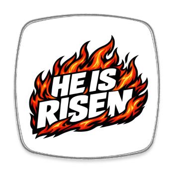 He is risen Flammen Vintage - Viereckiger Kühlschrankmagnet - Weiß - Vorne