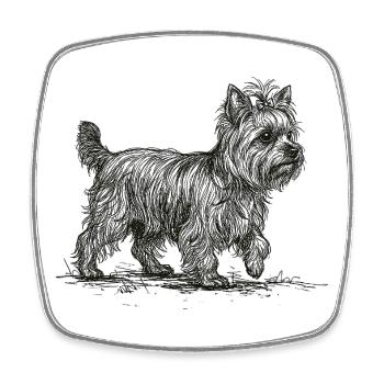 Yorkshire Terrier Sketch – Hund Design - Viereckiger Kühlschrankmagnet - Weiß - Vorne