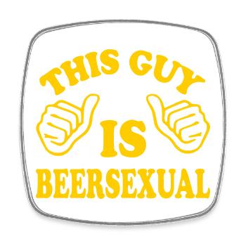 This Guy Is Beersexual - Square fridge magnet - white - Front