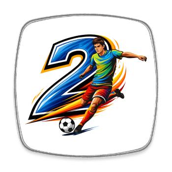 Number 2 Soccer Shirt Player Action Design - Square fridge magnet - white - Front