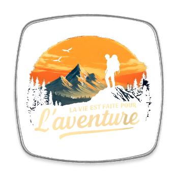 Aventure au sommet - Magnet carré - blanc - Devant