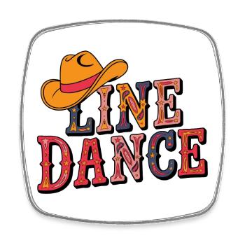 Line Dance Farbenpracht mit Cowboyhut - Viereckiger Kühlschrankmagnet - Weiß - Vorne